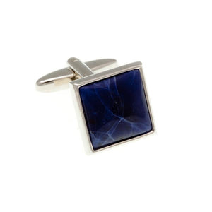 Square Cabochon Sodalite Blue Semi Precious Stone Cufflinks by Elizabeth Parker England