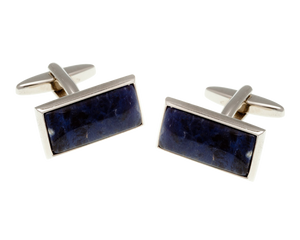 Oblong Blue Sodalite Stone Cufflinks