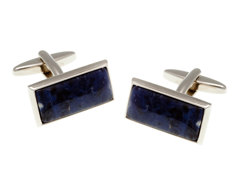 Oblong Blue Sodalite Stone Cufflinks