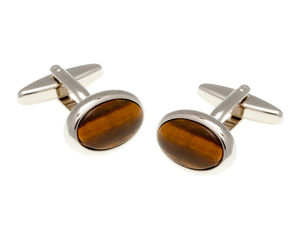 Oval Tiger Eye Stone Cufflinks