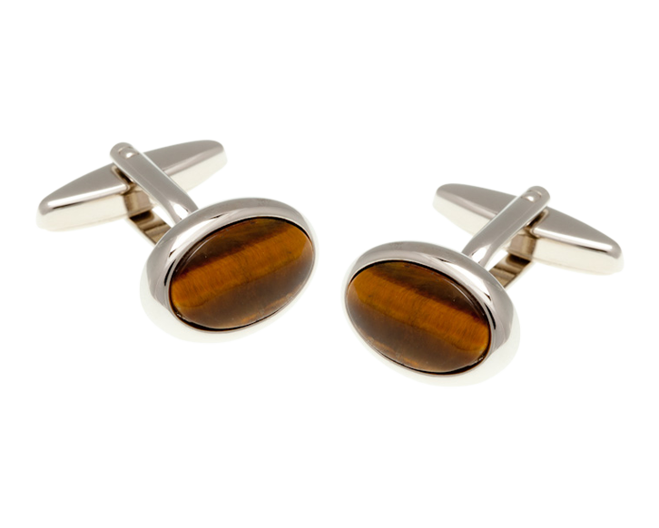 Oval Tiger Eye Stone Cufflinks