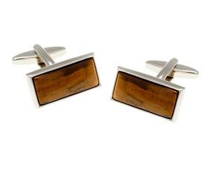 Oblong Tiger Eye Stone Cufflinks