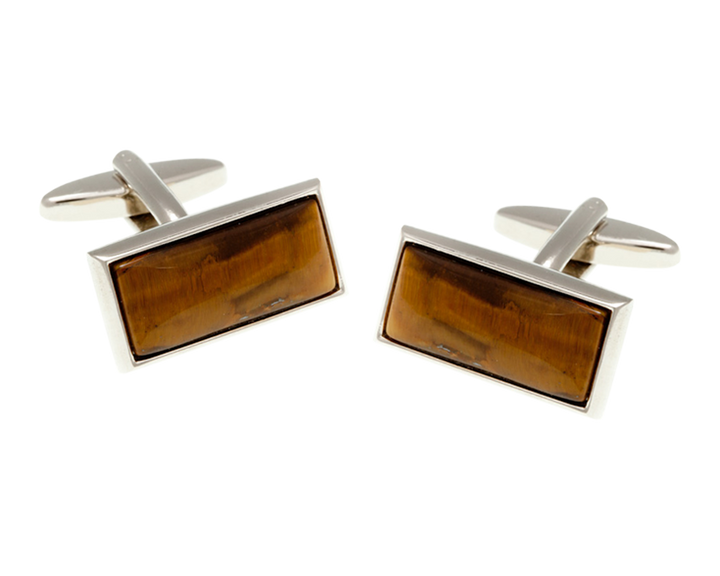 Oblong Tiger Eye Stone Cufflinks