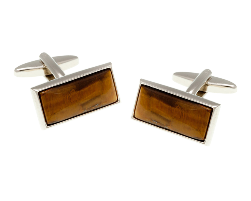 Oblong Tiger Eye Stone Cufflinks