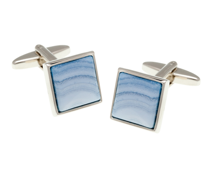 Square Blue Lace Agate Stone Cufflinks