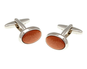 Oval Brown Goldstone Cufflinks