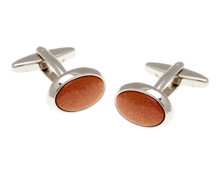 Oval Brown Goldstone Cufflinks