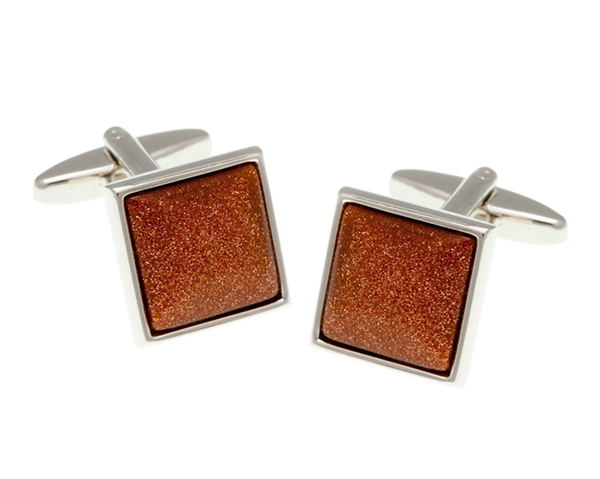 Square Brown Goldstone Cufflinks