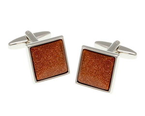 Square Brown Goldstone Cufflinks