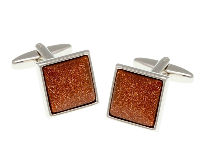 Square Brown Goldstone Cufflinks