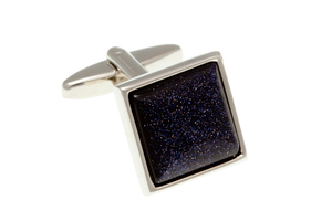 Square Blue Goldstone Cufflinks