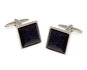 Square Blue Goldstone Cufflinks
