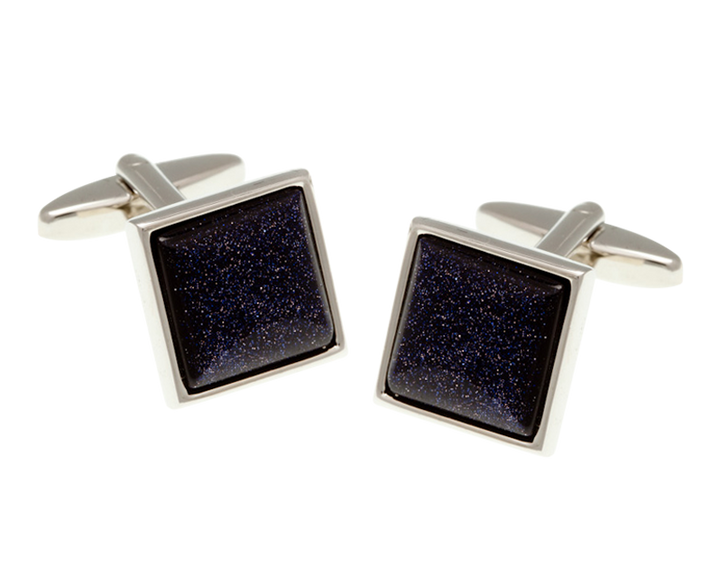 Square Blue Goldstone Cufflinks