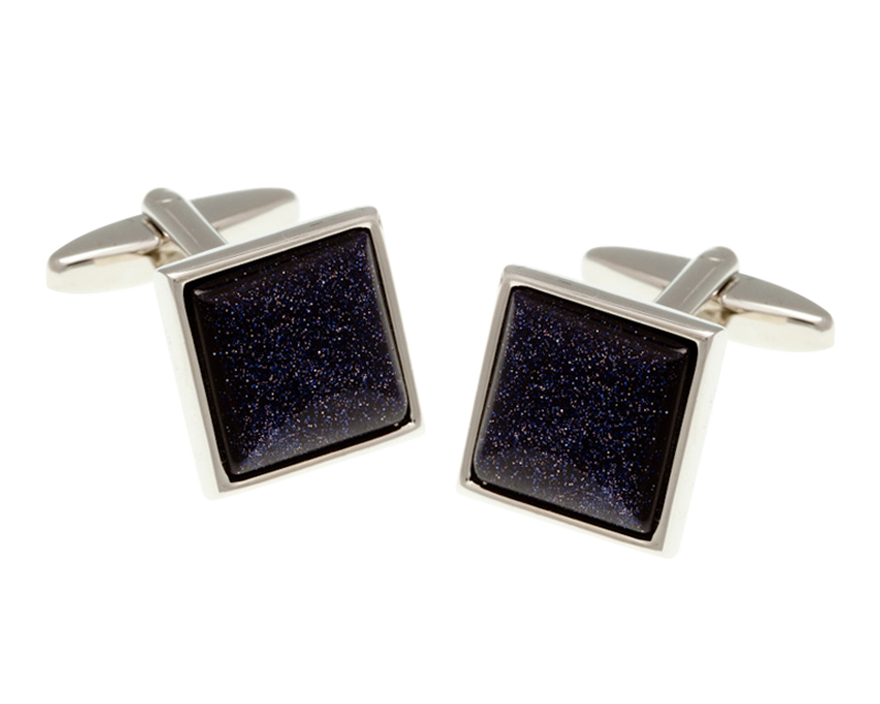 Square Blue Goldstone Cufflinks