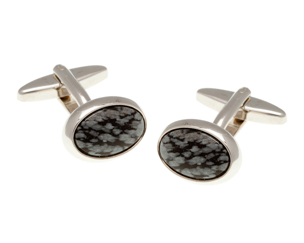 Oval Snowflake Stone Cufflinks