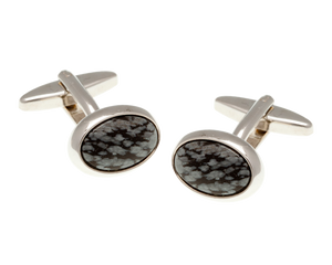 Oval Snowflake Stone Cufflinks