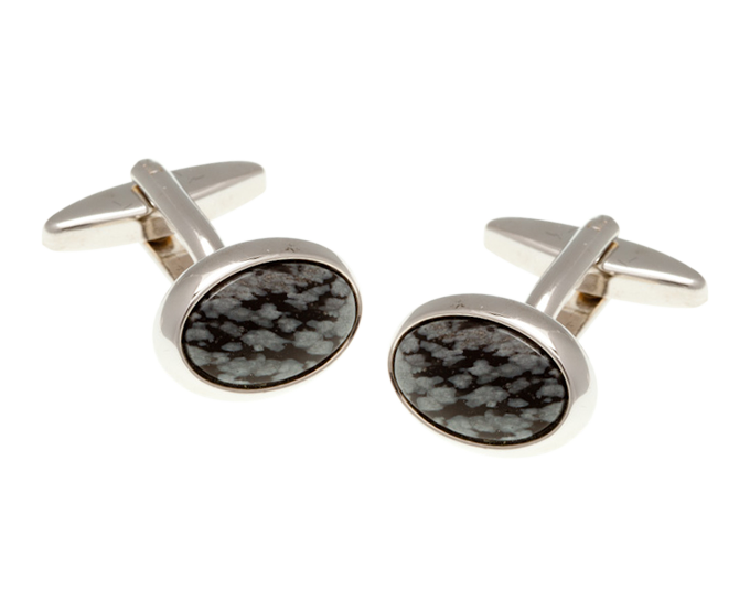 Oval Snowflake Stone Cufflinks