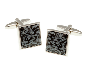 Square Snowflake Stone Cufflinks