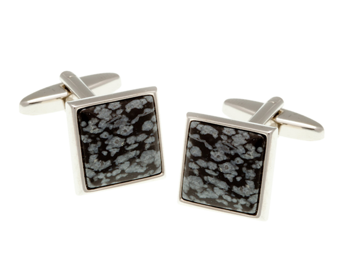 Square Snowflake Stone Cufflinks