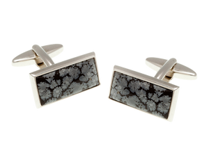 Oblong Snowflake Stone Cufflinks