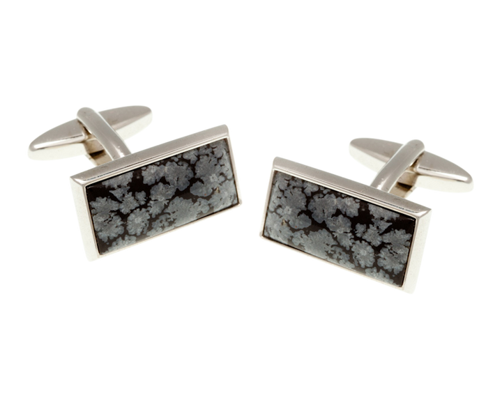 Oblong Snowflake Stone Cufflinks