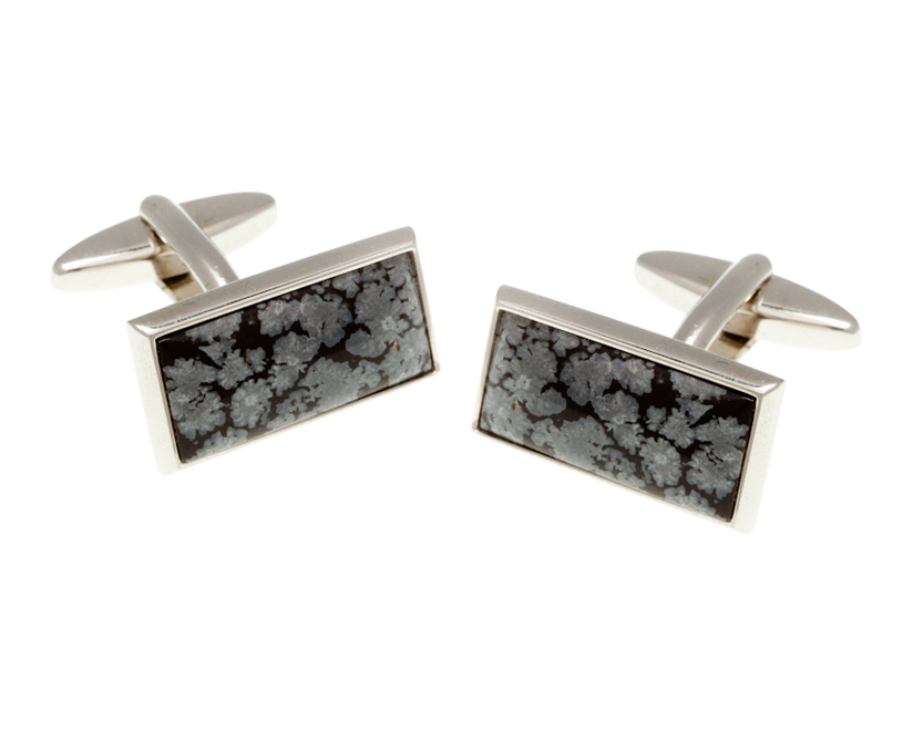 Oblong Snowflake Stone Cufflinks