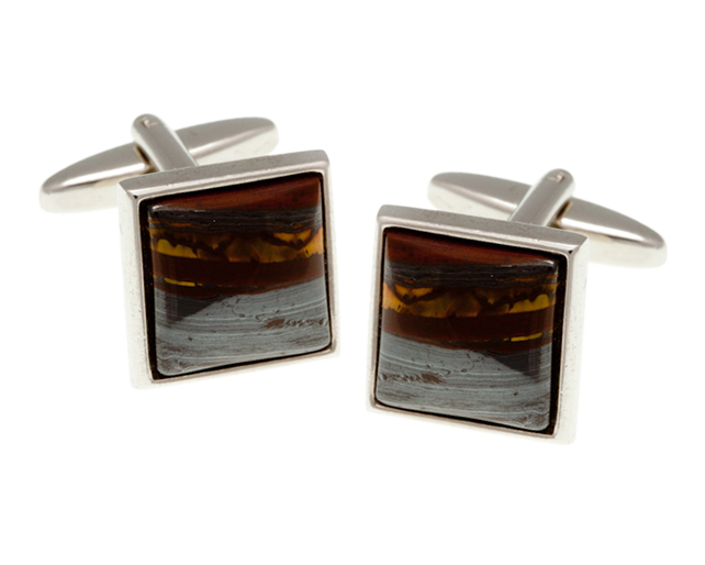 Square Tiger Iron Cufflinks