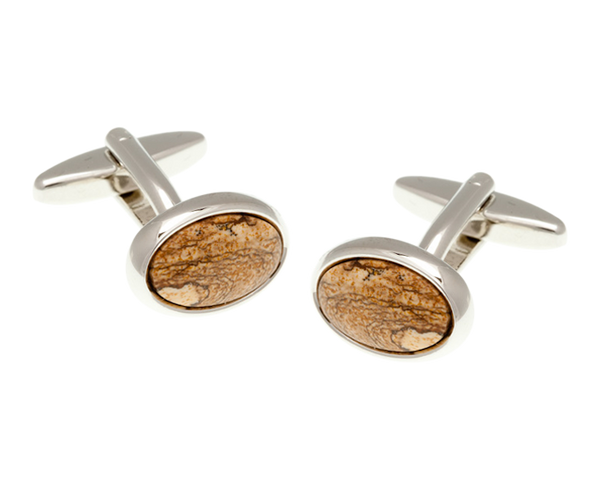 Oval Picture Jasper Stone Cufflinks