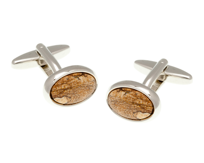 Oval Picture Jasper Stone Cufflinks