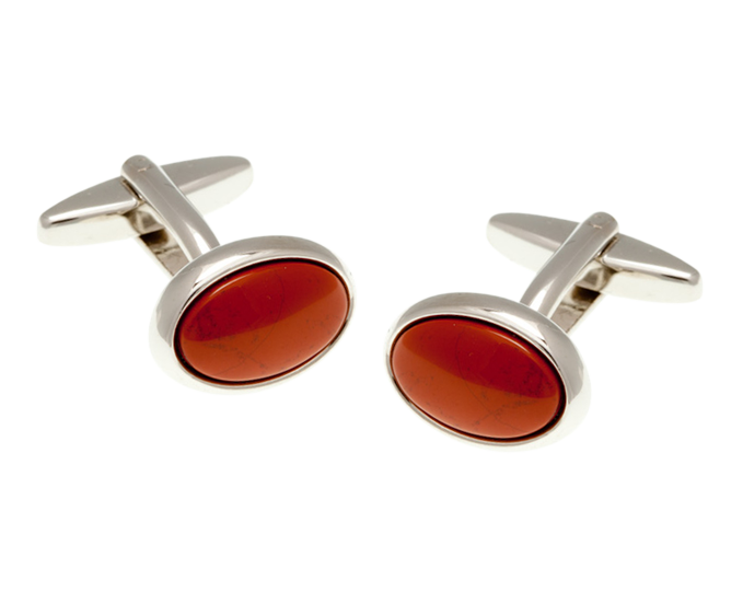 Oval Red Jasper Cufflinks