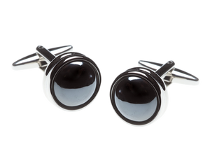 Rounded Hematite Stone Cufflinks