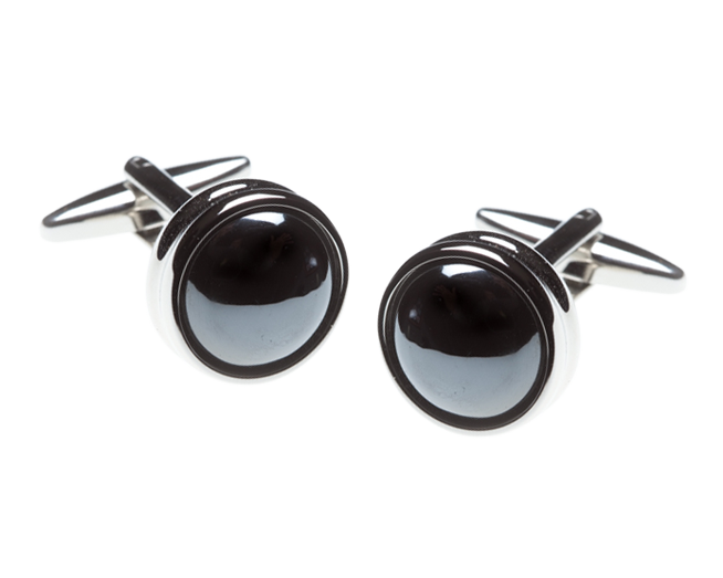 Rounded Hematite Stone Cufflinks