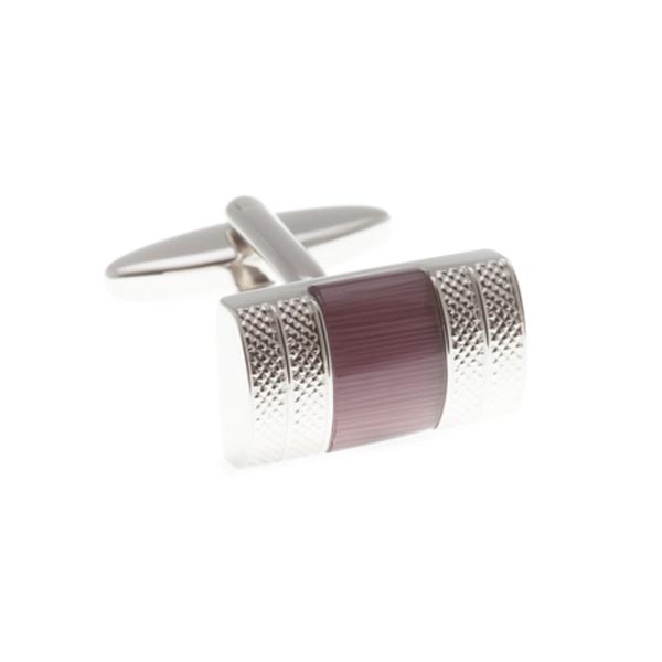 Convex D-Shaped Cufflinks With Purple Insert by Elizabeth Parker