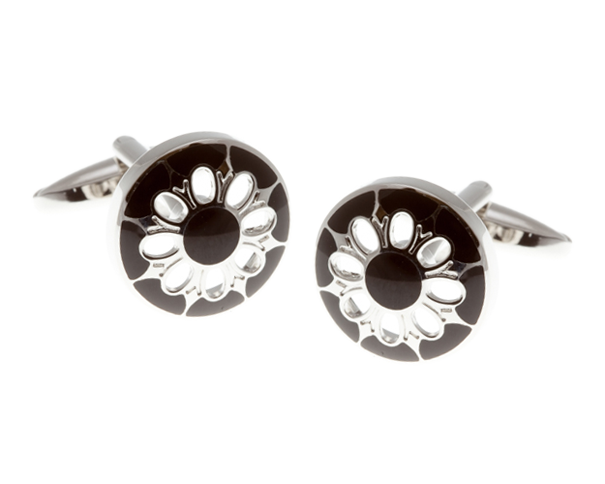 Black Flower Cutout Cufflinks