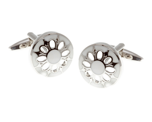 White Flower Cutout Cufflinks