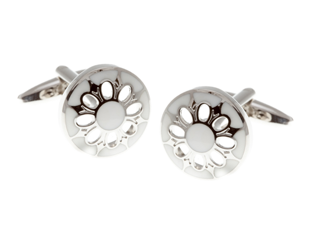 White Flower Cutout Cufflinks