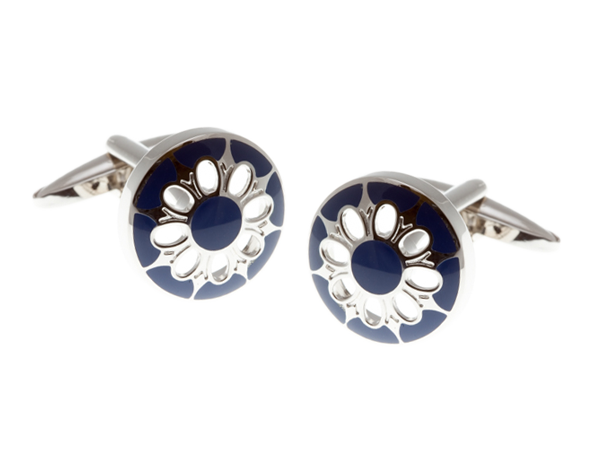 Blue Flower Cutout Cufflinks