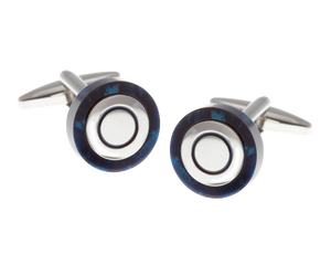 Circular Speckled Blue Cufflinks