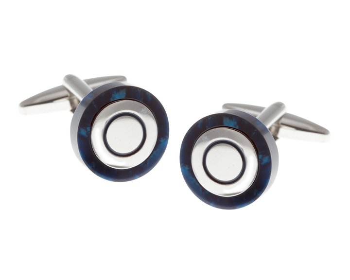 Circular Speckled Blue Cufflinks