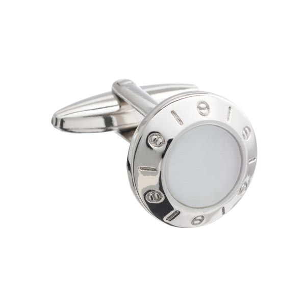 Round White Centred Cufflinks by Elizabeth Parker