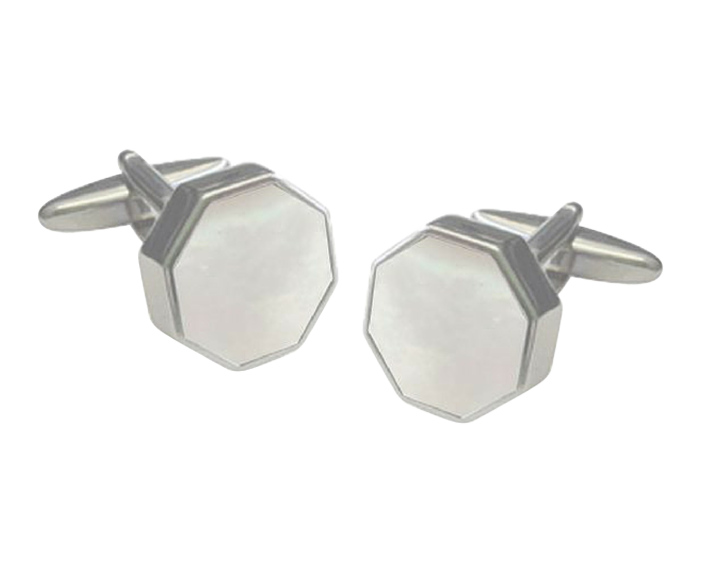 Octagonal Sunken Mother of Pearl Cufflinks