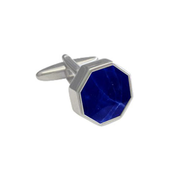 Octagonal Sunken Blue Soldalite Cufflinks By Elizabeth Parker