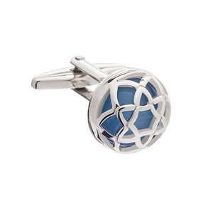 Exotic Encased Round Sky Blue Cufflinks by Elizabeth Parker England