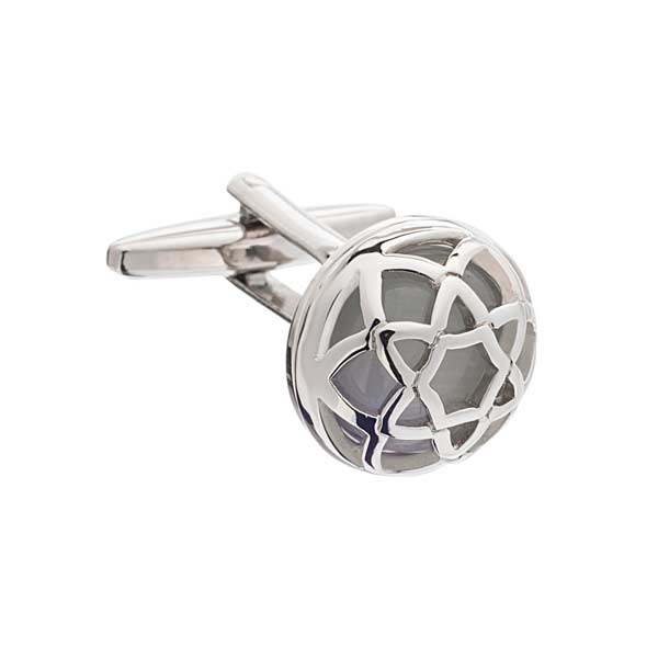 Exotic Encased Round White Cufflinks by Elizabeth Parker