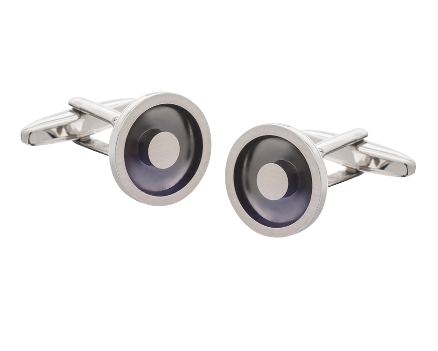 Sunken Dish Gunmetal Plated Cufflinks