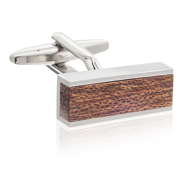Wooden Bar Plain Metal Cufflinks