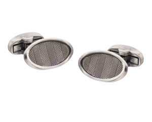 Vintage Style Herringbone Oval Cufflinks