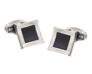 Vintage Style Concave Onyx Square Cufflinks