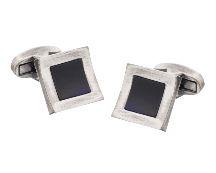 Vintage Style Concave Onyx Square Cufflinks