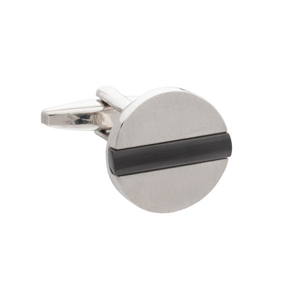 Black Band Of Colour Round Cufflinks by Elizabeth Parker